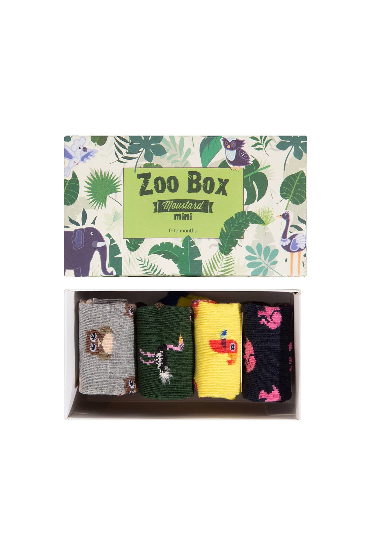 Moustard Mini Socks Zoo Giftbox Kinder Sokken 0-12 maanden Geschenkbox - 4 Paar