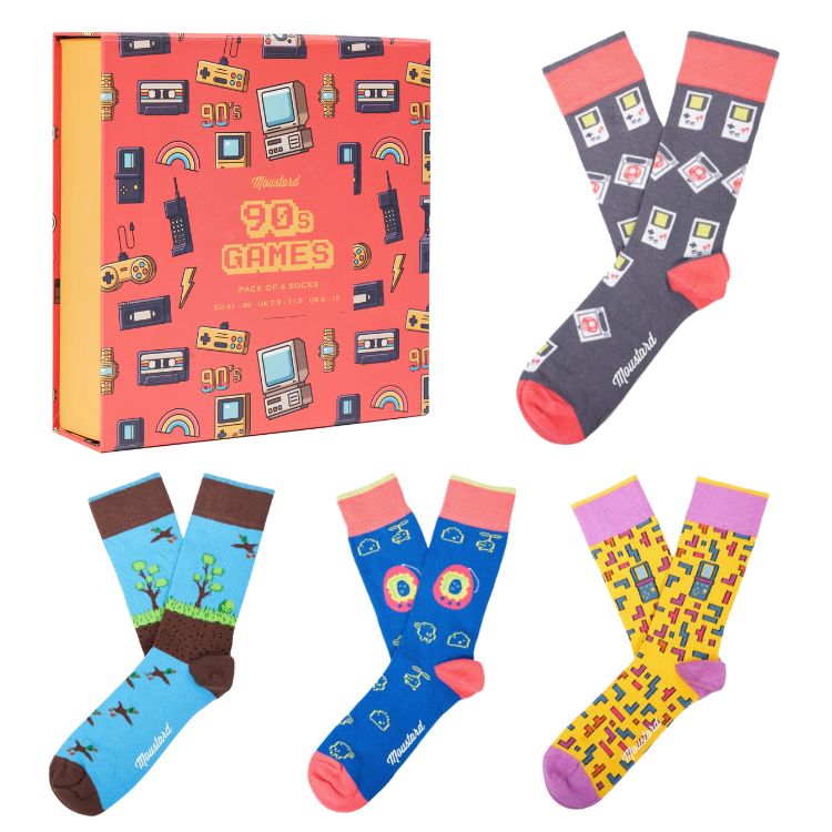 Moustard Socks 90's Games Giftbox Unisex Sokken Geschenkbox - 4 Paar