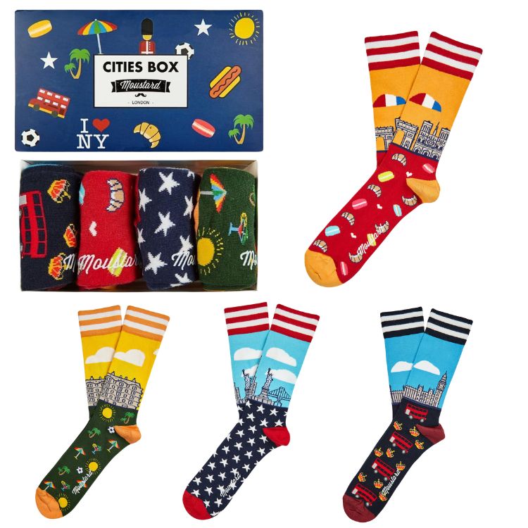 Moustard Socks Cities Giftbox Unisex Sokken Geschenkbox - 4 Paar