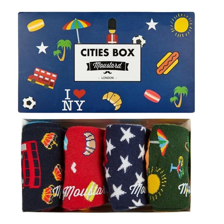 Moustard Socks Cities Giftbox Unisex Sokken Geschenkbox - 4 Paar