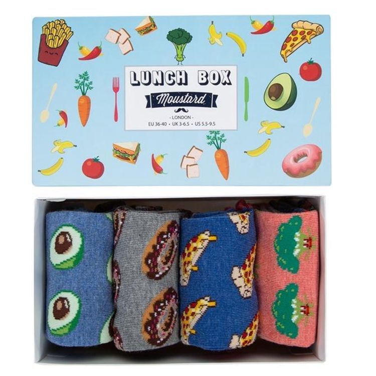 Moustard Socks Lunch Giftbox Unisex Sokken Geschenkbox - 4 Paar