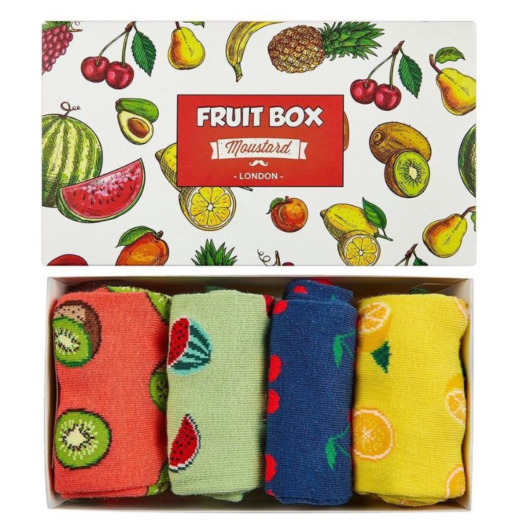 Moustard Socks Fruit Giftbox Unisex Sokken Geschenkbox - 4 Paar