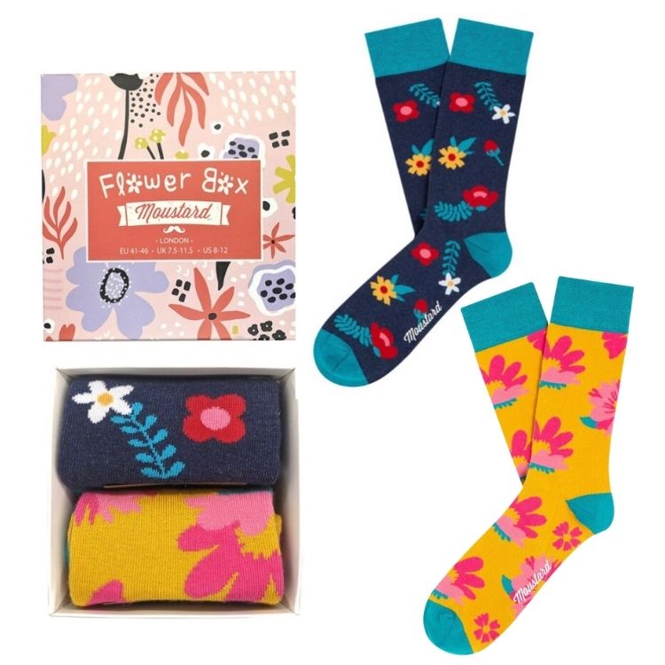 Moustard Socks Flower Giftbox Unisex Sokken Geschenkbox - 2 Paar