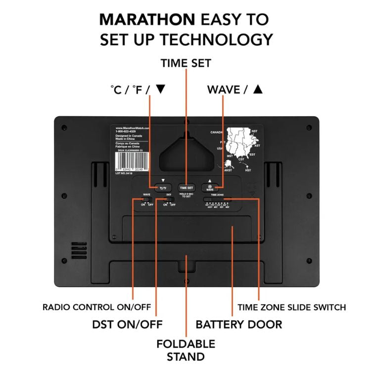 Marathon Wandklok Panoramic Wall Clock XL Zilver Zwart