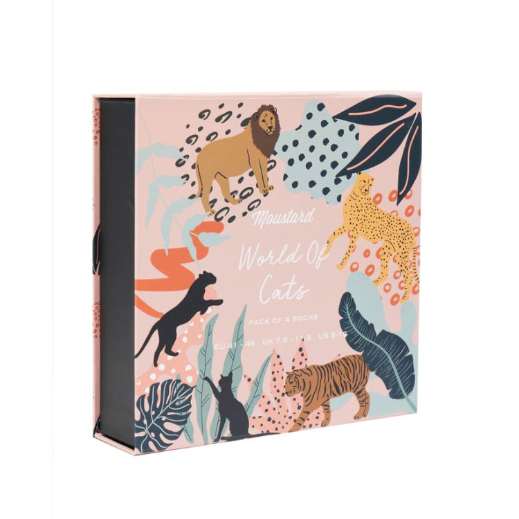 Moustard Socks Cats Giftbox Unisex Sokken Geschenkbox - 4 Paar